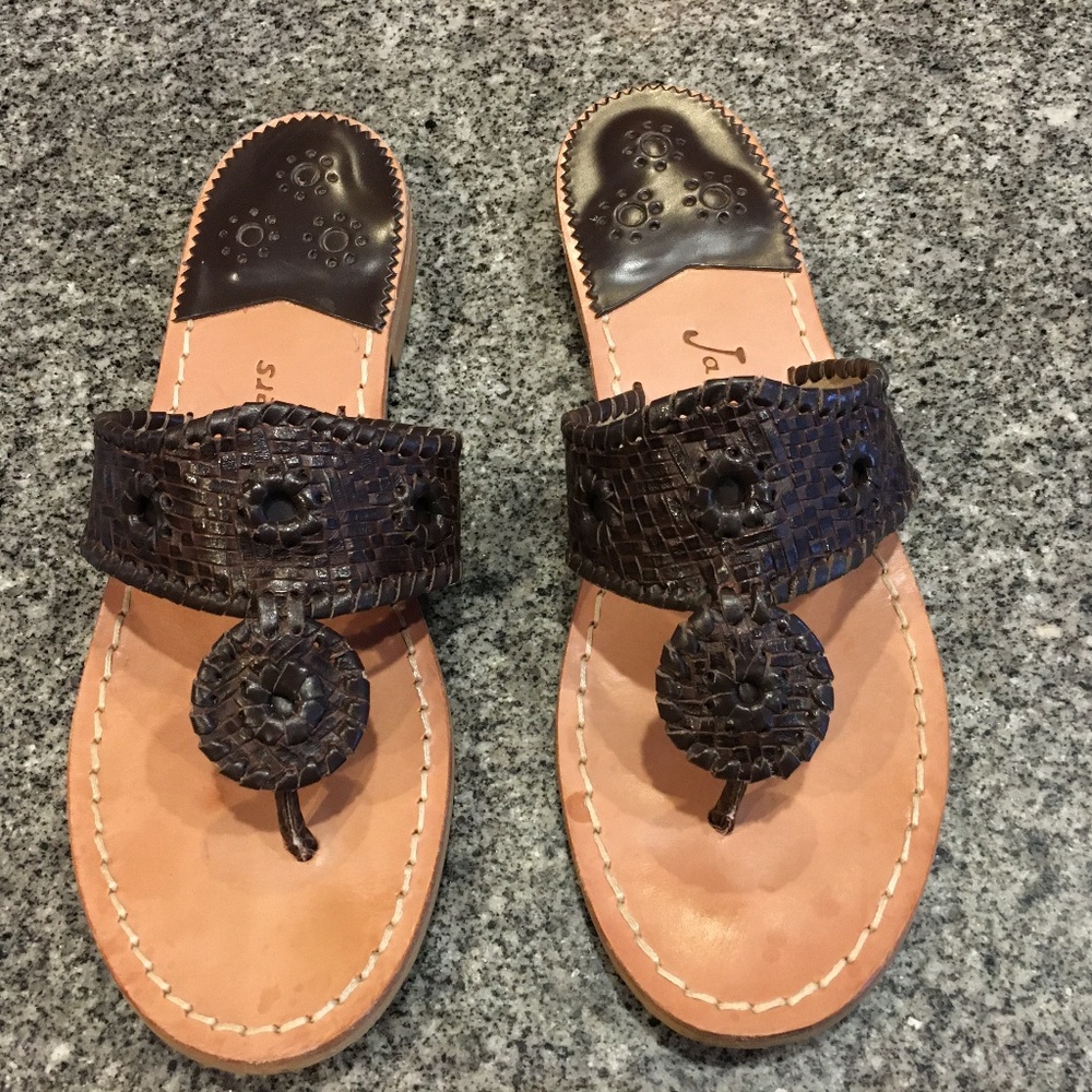 Jack Rogers Jacks Flat Sandal, Dark Brown, Sz 8M